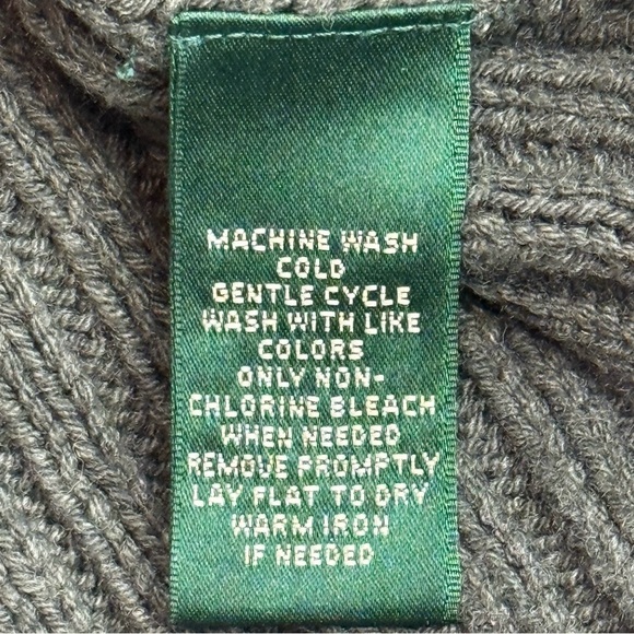 Lauren Ralph Lauren Shawl Collar Cardigan Belted Gray Cable Knit Womens L Cozy - Picture 9 of 12